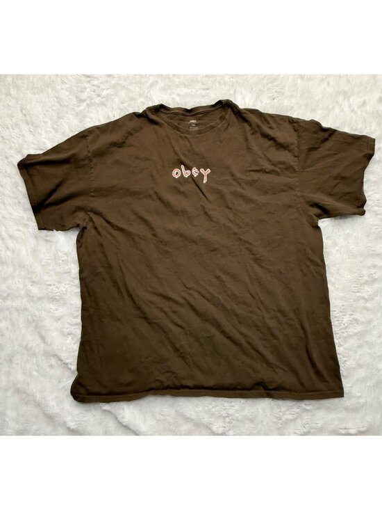 Obey Other - Obey Worldwide Brown Crewneck T-shirt Size XXL